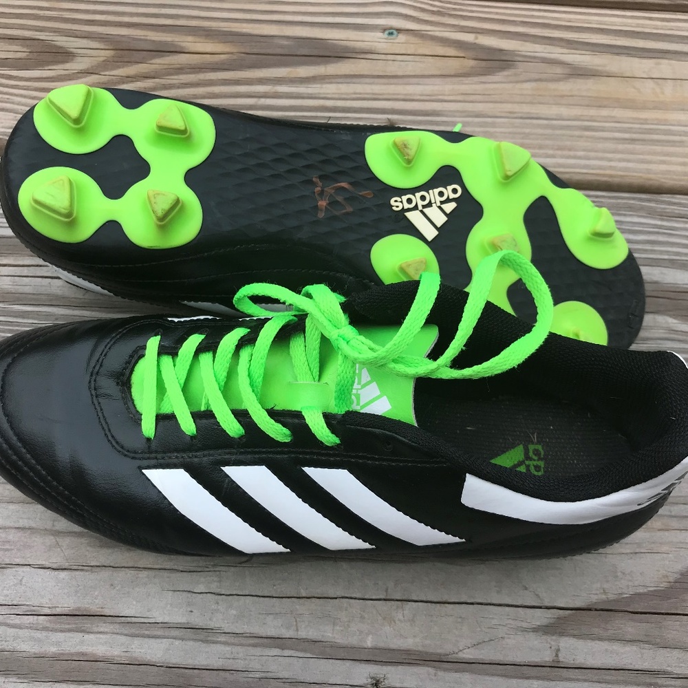 Adidas Men Cleats Shoe Sneaker Black/Green/White - Picture 8 of 8